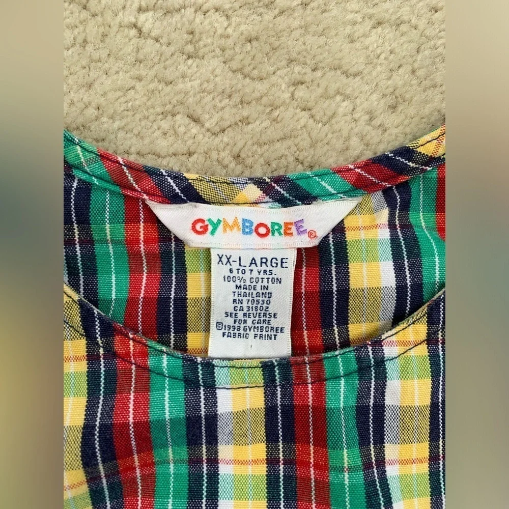 Vintage Gymboree Size 6-7 Years Rainbow Tag Plaid Jumper Dress